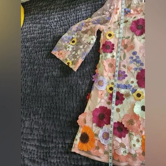 Floral Embroidered Mini Dress - Picture 3 of 4